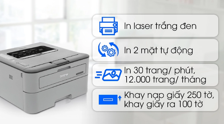 Máy in Laser đen trắng Brother HL-L2321D (In đảo mặt | A4 | A5 | USB) - Ảnh 3