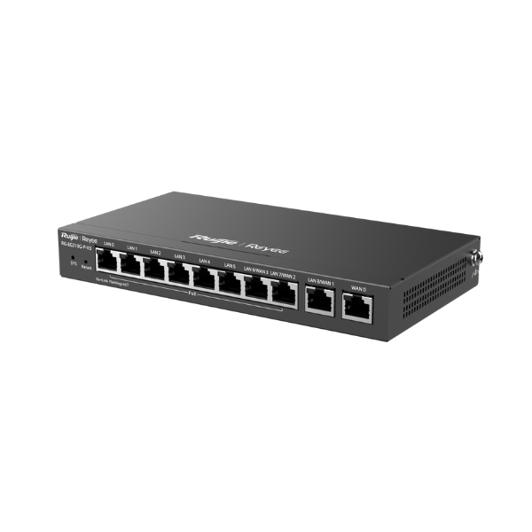 Router cân bằng tải Ruijie RG-EG210G-P-v3 | Cân bằng tải 2 WAN | Chịu tải 200 user | 8 cổng PoE+ | Tính năng Marketing